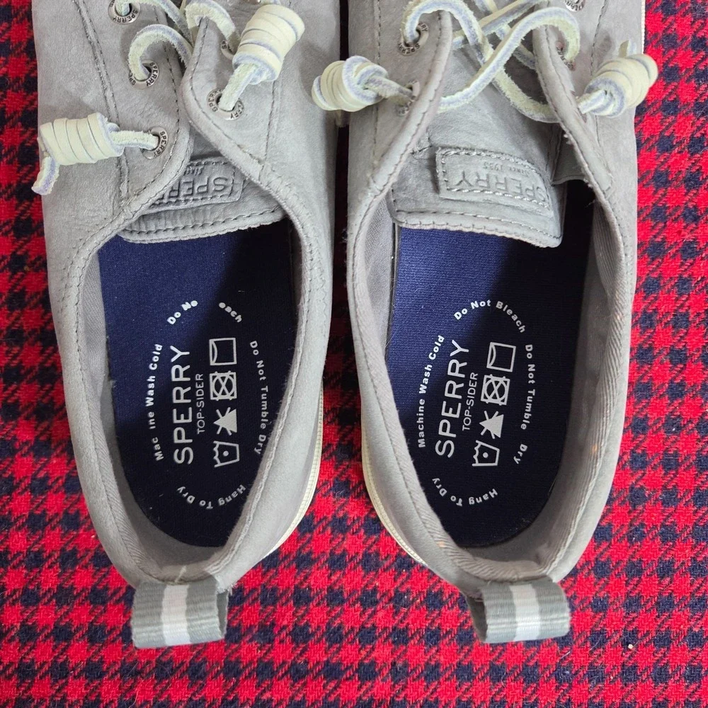 Sperry Crest Vibe Washable Leather Sneakers Gray Women's Size 8